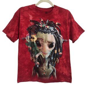 New NWT The Mountain Size Small Red Rasta Alien Smoking Tie Dye Graphic T Shirt